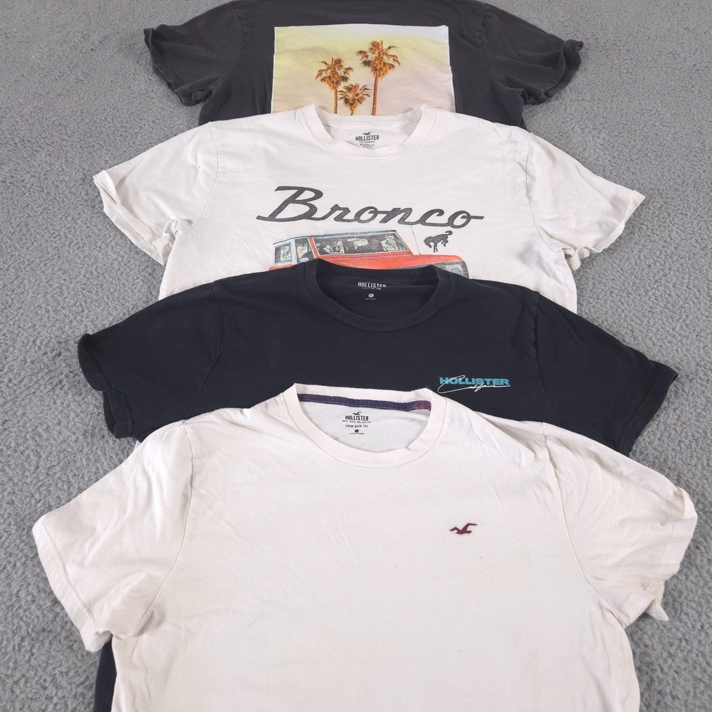 LOT OF 4 Hollister Shirt Mens Large Short Sleeve Graphic Logo Preppy Casual